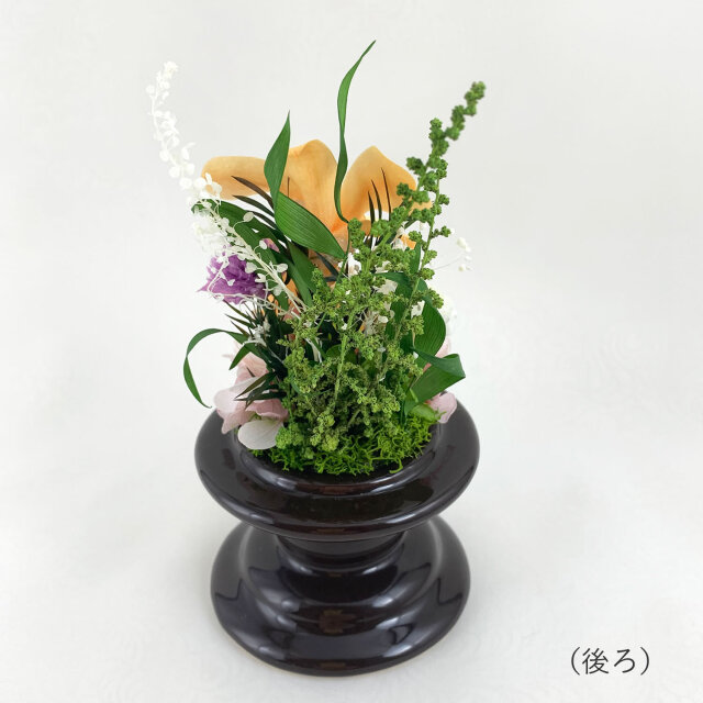 仏花プリザーブドフラワー　ガラスボトル入り1対2基　②　マム　デンファレ匿名配送 仏花プリザーブドフラワー ガラスボトル入り1対2基 ② マム