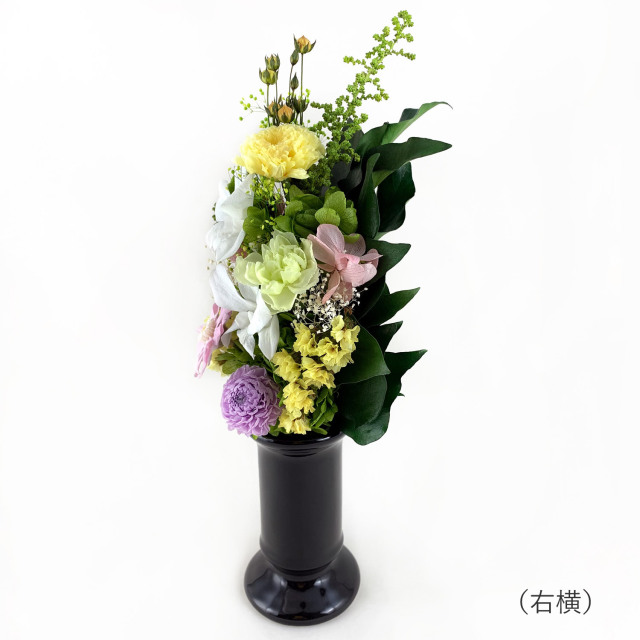 プリザーブドフラワー 仏花 仏壇用 デンファレ 菊　右横