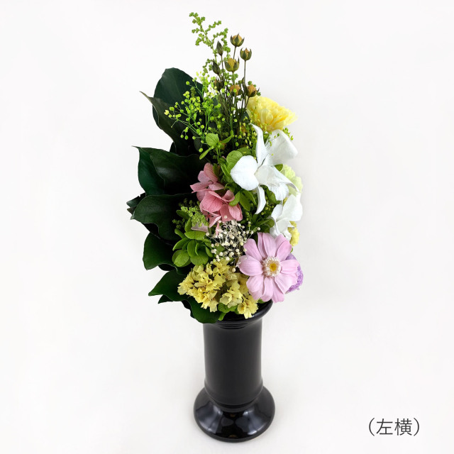 プリザーブドフラワー 仏花 仏壇用 デンファレ 菊　左横