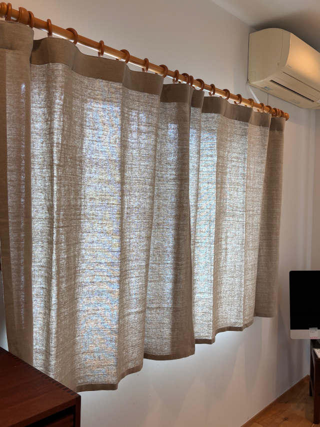 リネンカーテン【厚地 リノ フランネル グレー 】ノンプリーツカーテン