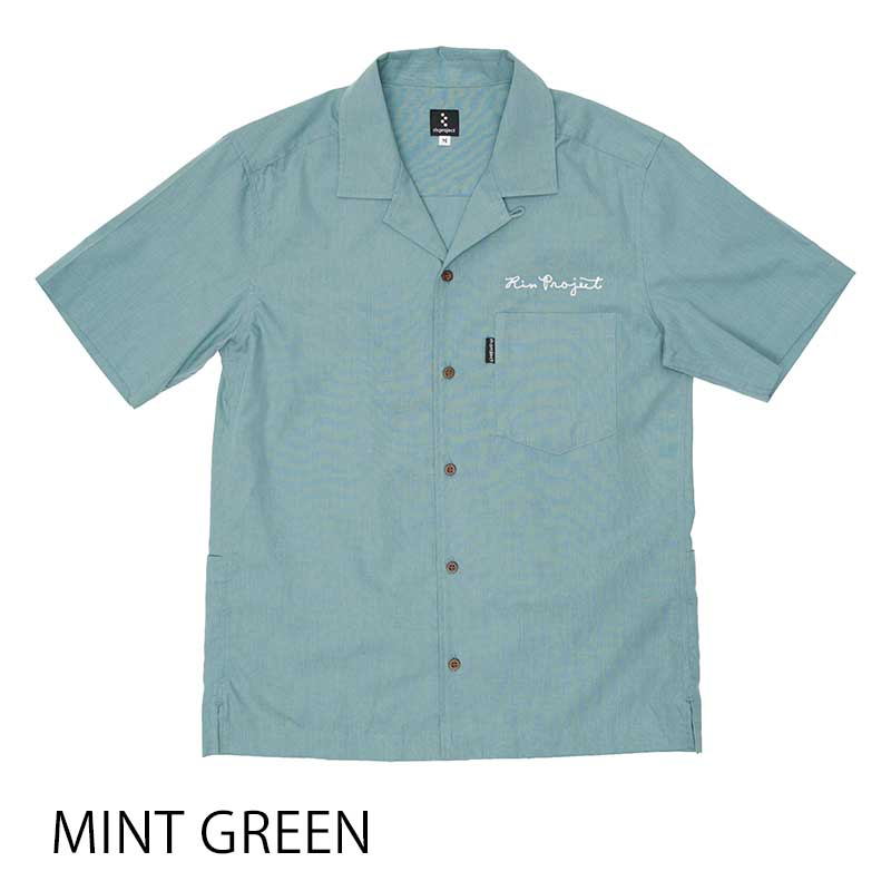 Kaikinシャツ 綿 レーヨン チェーンステッチ 無地 開襟 アロハシャツ 背ポケット 日本製 No 23