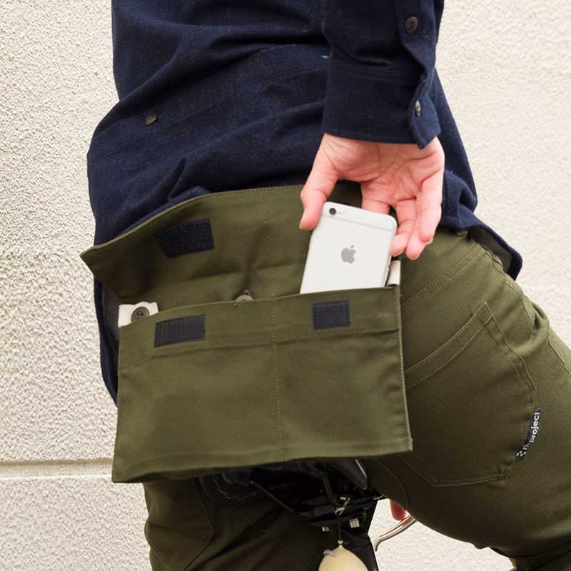 【バイカーズパンツプラス】 着脱式ヒップポケット 膝当て サドルパッチ ストレッチ 高密度ドリル素材 日本製 No.3181