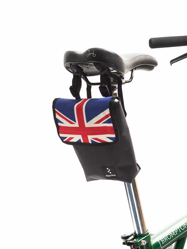 【小径車便利袋プリント】ユニオンジャック サドルバッグ　フロントバッグ　テフロン防汚加工　ブロンプトン等小径車　No.1058