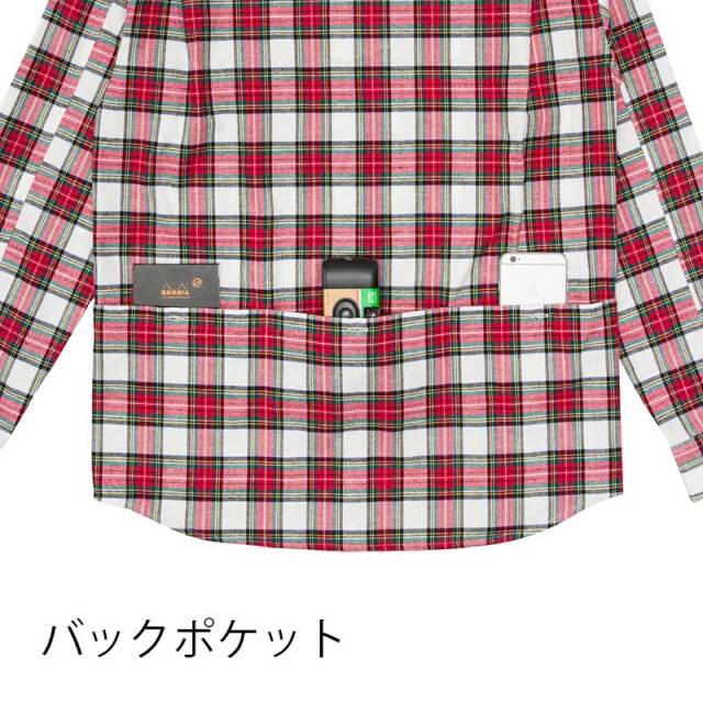 【サイクリストネル】2021版 ネルシャツ タータンチェック 三分割ポケット ツーリング 保温 ミッドレイヤー 自転車 No.2193