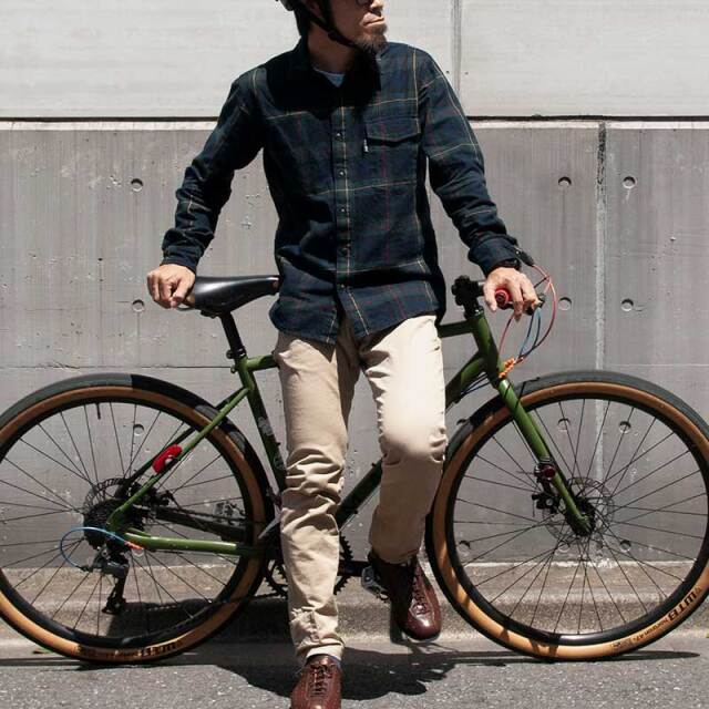 【サイクリストネル】2021版 ネルシャツ タータンチェック 三分割ポケット ツーリング 保温 ミッドレイヤー 自転車 No.2193