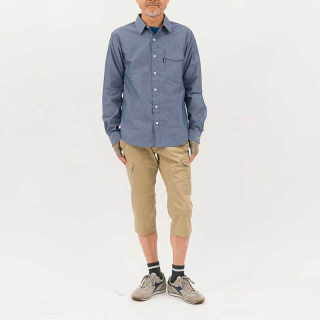 【プロツアラーシャツ】高耐久性 吸汗速乾に優れたトラベルシャツ コーデュラ 背ポケット 長袖 日本製 No2200