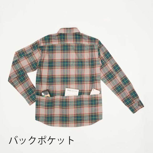 【サイクリストネル チェック】2022版 ネルシャツ タータン 三分割ポケット ツーリング 保温 ミッドレイヤー 自転車 No.2213