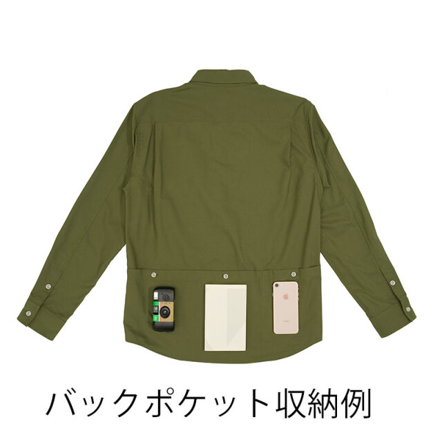 【CORDURA(R) オックスシャツ】肌触りよく頑丈 吸汗速乾  背ポケット 長袖 日本製 No2266