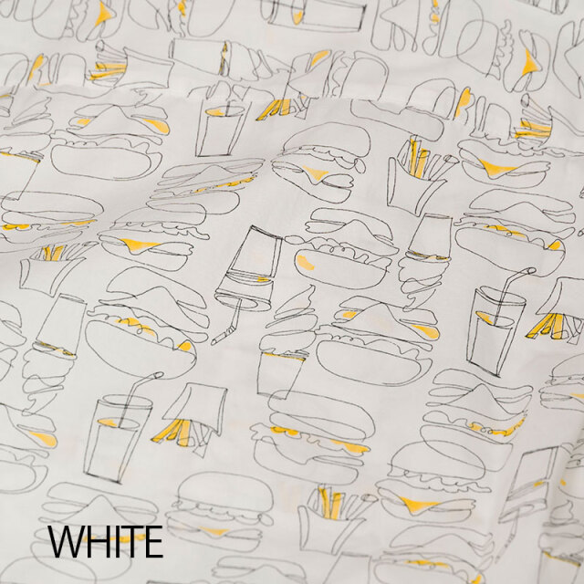 サイクリストアロハ バーガー】ハンバーガー柄 背ポケット 開襟 日本製