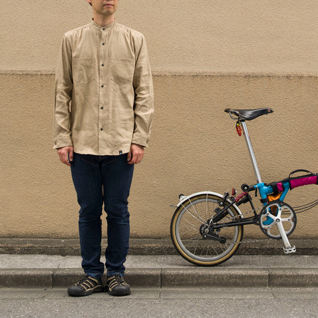 【バンドカラーシャツ】ロングスリーブ リネン レーヨン 吸汗速乾 接触冷感 バックポケット 日本製 No.2272