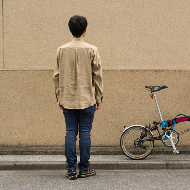 【バンドカラーシャツ】ロングスリーブ リネン レーヨン 吸汗速乾 接触冷感 バックポケット 日本製 No.2272