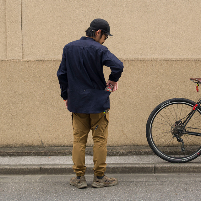 【バンドカラーシャツ】ロングスリーブ リネン レーヨン 吸汗速乾 接触冷感 バックポケット 日本製 No.2272