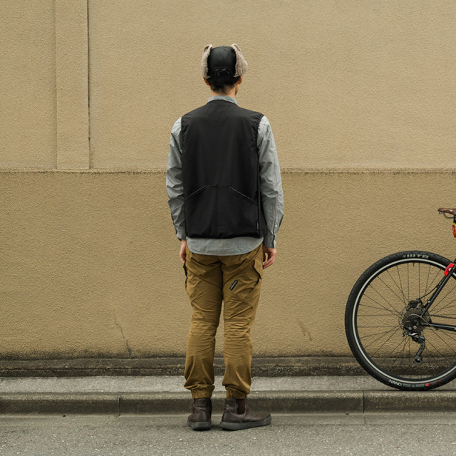 【鬼起毛ベスト】軽く暖かい防風・保温・撥水素材 背ポケット ジレ カジュアル 日本製 No.2274