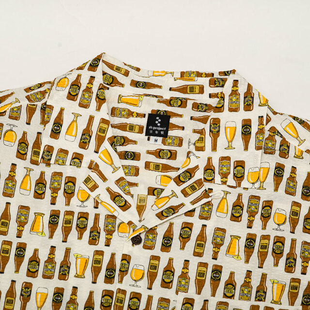 サイクリストアロハ】BEER バックポケット リップルクロス 開襟 日本製