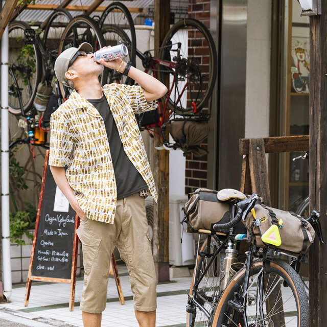 【サイクリストアロハ】BEER バックポケット リップルクロス 開襟 日本製 No.2279