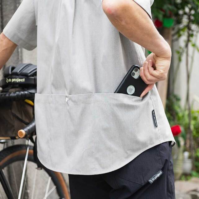 【バンドカラーシャツ COOLMAX(R) EcoMade】背ポケット 環境配慮 オーガニック 高機能素材 吸汗速乾 日本製 No.2280