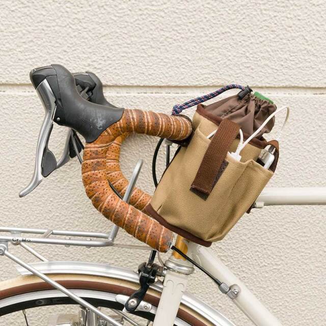 【マルチボトルホルダーキャンバス】ハンドル固定 スマホポケット付き 500mlペットボトル対応 ベルクロ着脱 No.5100 日本製