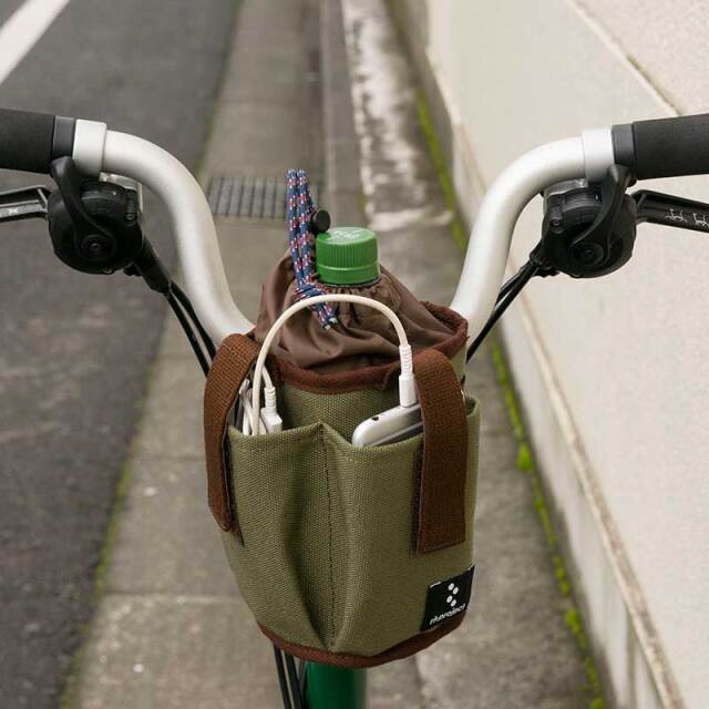 【マルチボトルホルダーキャンバス】ハンドル固定 スマホポケット付き 500mlペットボトル対応 ベルクロ着脱 No.5100 日本製