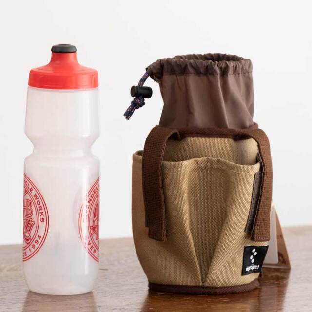 【マルチボトルホルダーキャンバス】ハンドル固定 スマホポケット付き 500mlペットボトル対応 ベルクロ着脱 No.5100 日本製