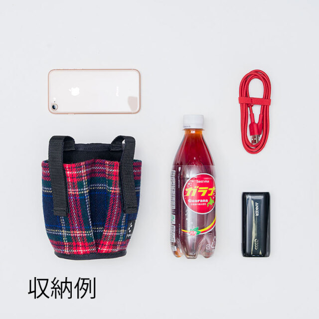 【マルチボトルホルダーツイード】 スマホポケット付き 500mlペットボトル対応 ベルクロ着脱 No.5160 日本製