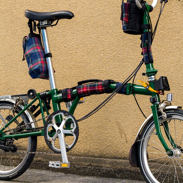 【BPキャリーハンドル ツイード】ブロンプトン 持ち手 トップチューブカバー ショルダーベルト付 傷付き防止  日本製 No.5161