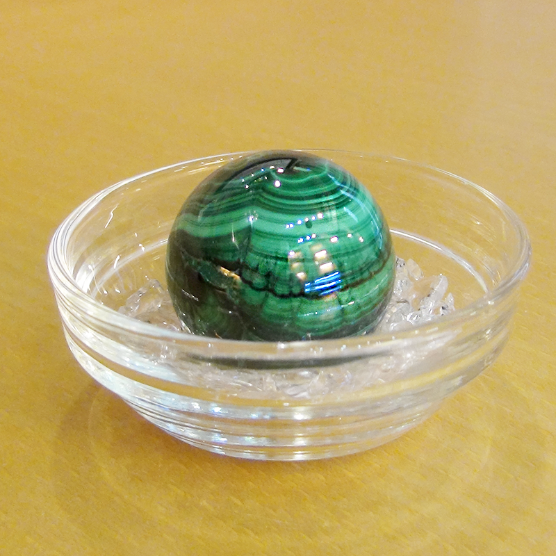 マラカイト原石丸型（量子波動転写加工）