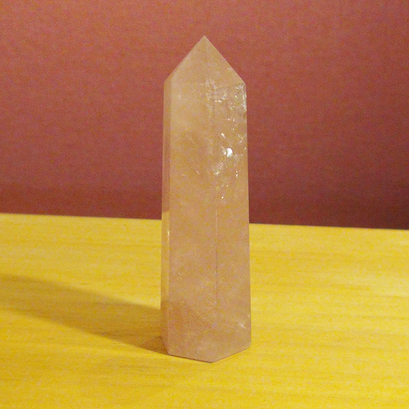 ローズクォーツ六角柱（量子波動転写加工）