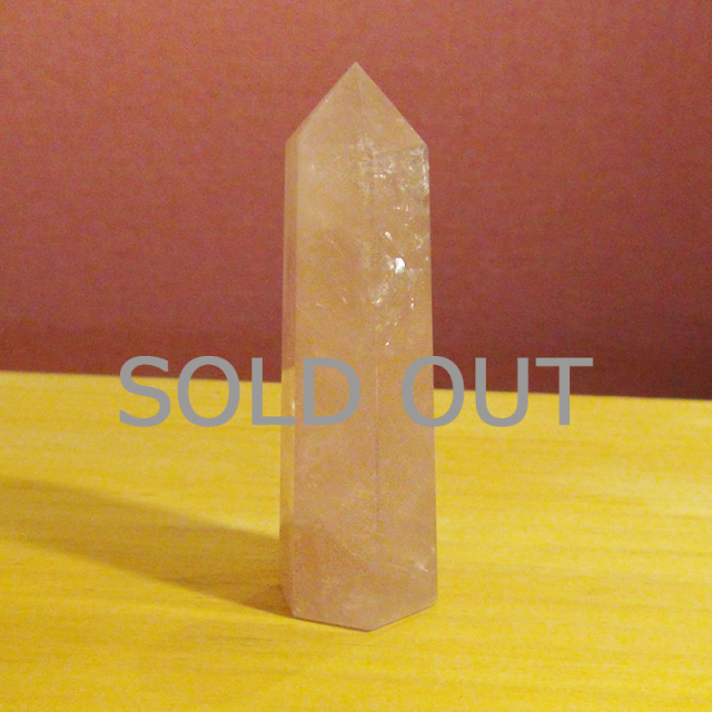 ローズクォーツ六角柱（量子波動転写加工）