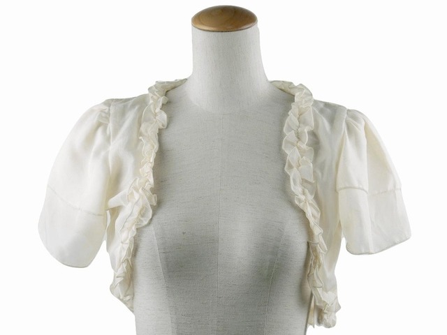 ボレロ　結婚式　シフォン＆レースが素敵なボレロ　ベージュ