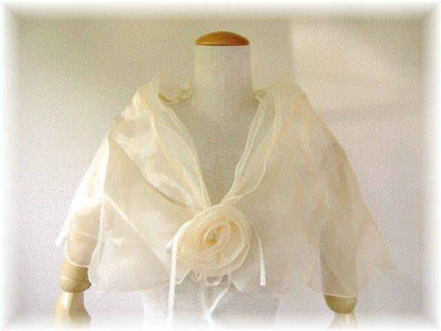 ボレロ　●ふんわりオーガンジーの優雅なボレロ　シャンパンゴールド●