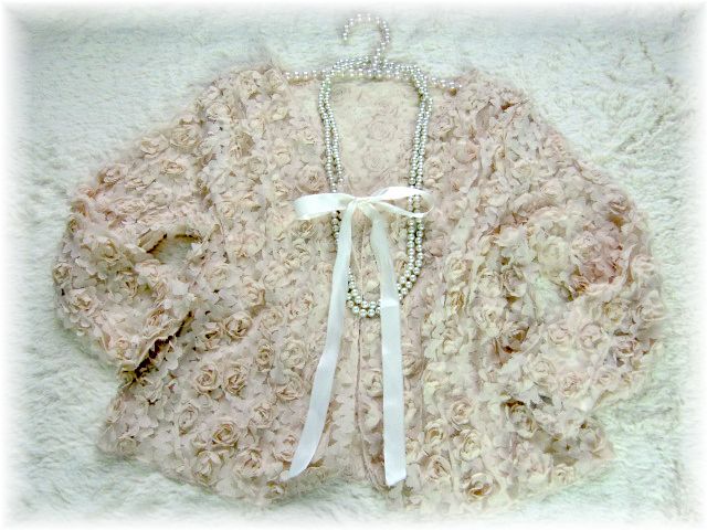 ボレロ　お花モチーフが沢山のラブリーボレロ　ベージュ