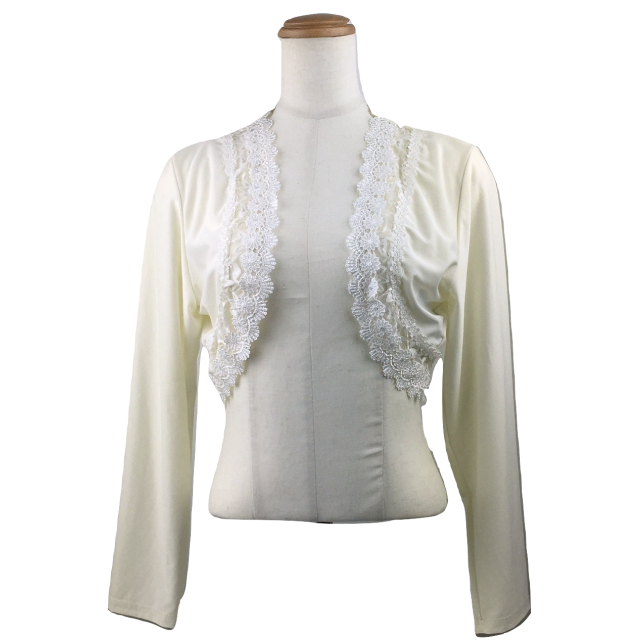 フラワーレースが可愛いストレッチボレロ 白 F