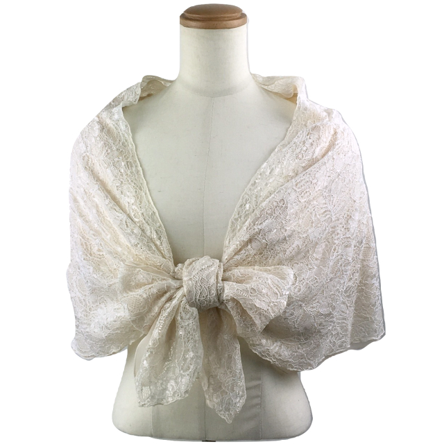 ショールに見える総レースボレロ　ベージュ 　
