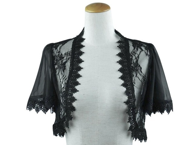 ボレロ　結婚式　レースのスタンドカラーがエレガントなボレロ
