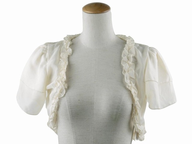 ボレロ　結婚式　シフォン＆レースが素敵なボレロ　ベージュ