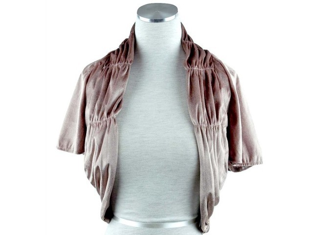 ボレロ　結婚式　つややかな光沢がエレガントなベロアボレロ ピンク