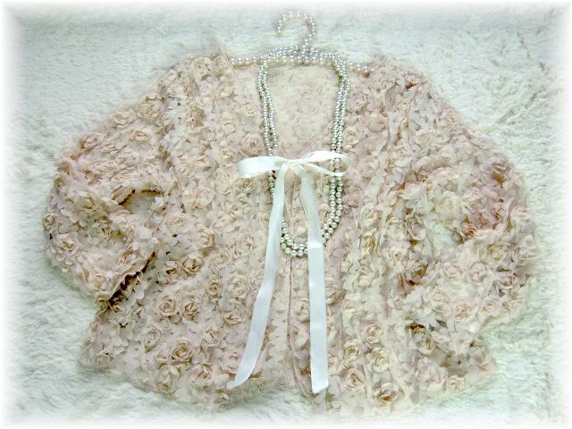 ボレロ　お花モチーフが沢山のラブリーボレロ　ベージュ