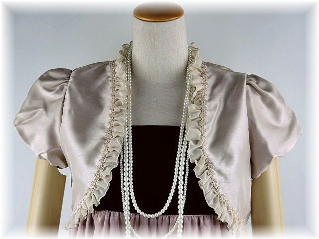 華やかシフォンフリル　シャンタンボレロ 　ベージュ