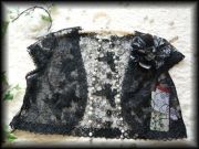 ボレロ　パピヨン刺繍が素敵なシフォンフリルボレロ　黒