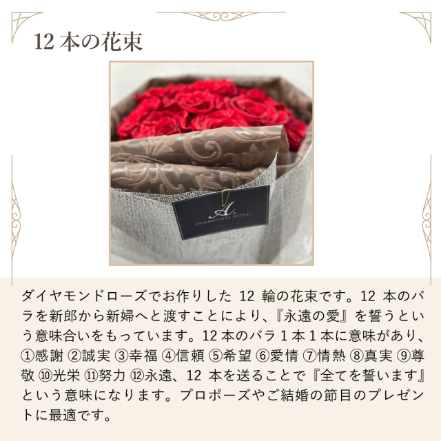 プリザーブドフラワー：ダイヤモンドローズ】12輪花束（ダーズン