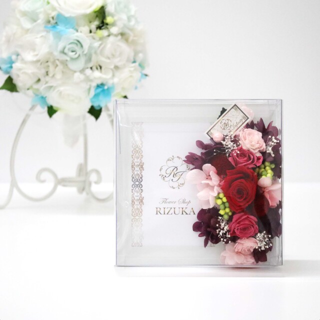 ホワイトフォトフレームM プリザーブドフラワー：カラー5色