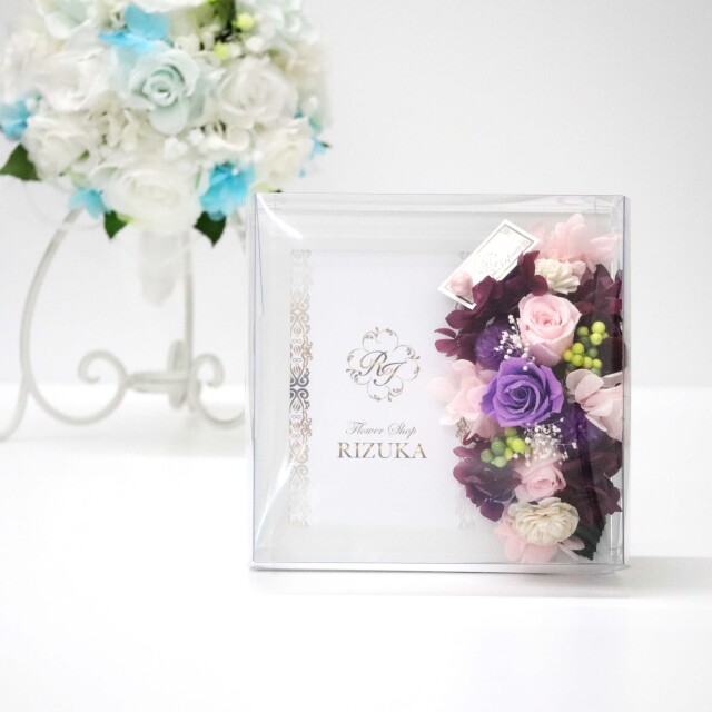 ホワイトフォトフレームM プリザーブドフラワー：カラー5色