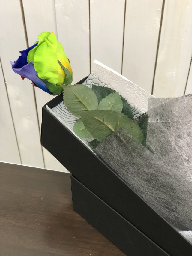 プリザーブドフラワーレインボーローズ花束 １本から本数指定可能 レインボープリザーブドフラワー 1本束 【茎付(アーティフィシャル