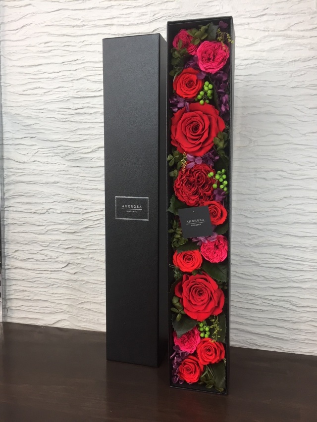 池袋　プリザーブドフラワー専門店　フラワーショップリズカ　アモローサ　ボックスプリザーブドフラワーレッド
