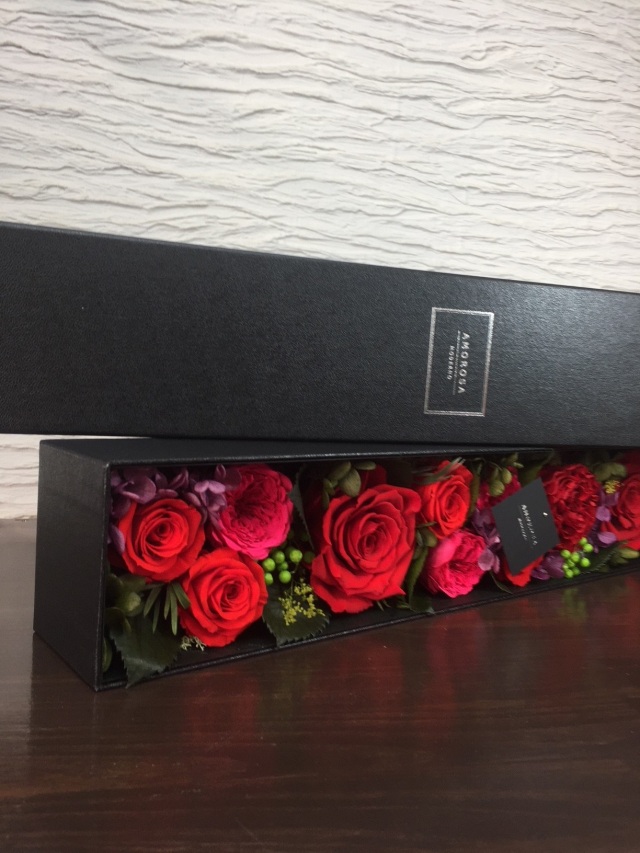 池袋　プリザーブドフラワー専門店　フラワーショップリズカ　アモローサ　ボックスプリザーブドフラワーレッド