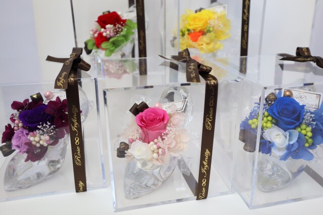 ガラスの靴プリザーブドフラワーアクリルケース付 カラー5色