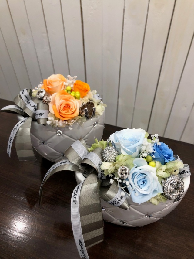 ホイッププリザーブドフラワーオーバル オレンジ 水色 Ri Hpo Ob 40 001