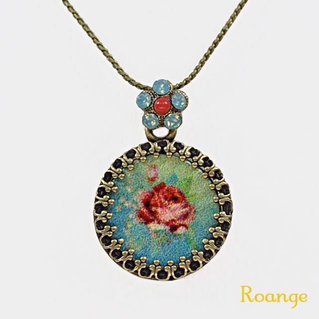 ミハエルネグリン　クリスタルフラワーラウンドカメオネックレス