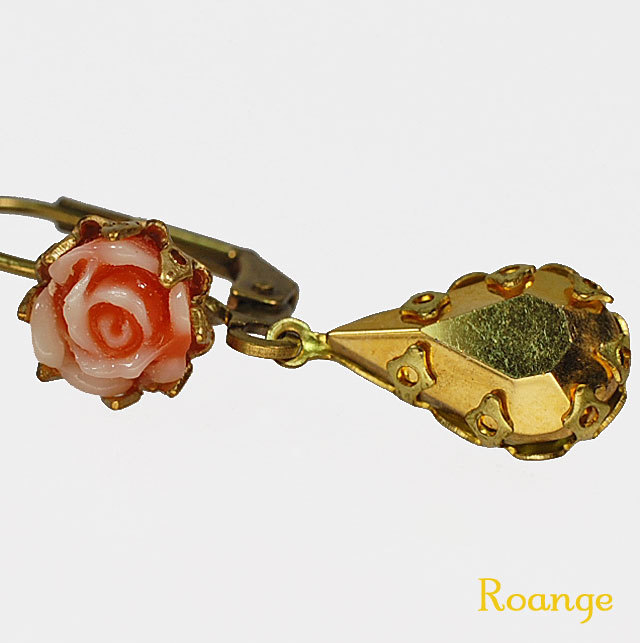 ミハエルネグリン ビンテージローズドロップフックピアス