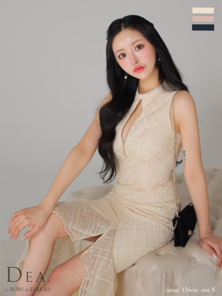 DEA. ジャガード×バストジッパーフレアロングキャバドレス DEA